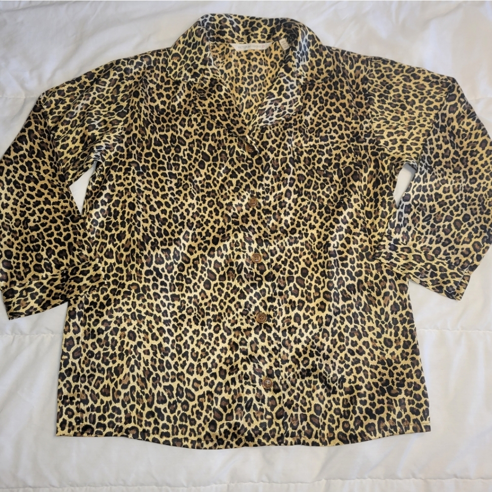 Victoria's Secret Vtg Leopard Print PJ Top Size M